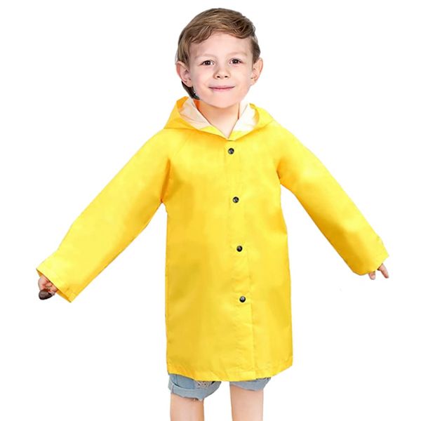 amivoo Kids Rain Jacket - Waterproof Boys Girls Raincoat Yellow Breathable Hooded Rain Coat for Girls Boys Toddler (Yellow, XXL/8-9)