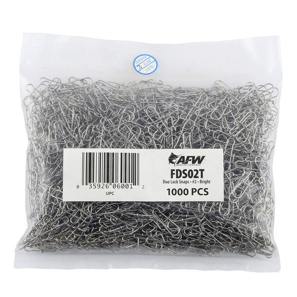 Duo Lock Snaps, Size #2, 25 lb (11 kg) Test, Bright, 1,000 pc