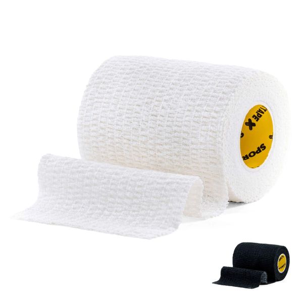 SPORTTAPE EAB Tape | 7.5cm x 4.5m - White - Tearable Elastic Adhesive Bandage | Rugby Lifting Tape, Tear Light Strapping Tape for Medical, Lifting Blocks, Knee Strapping, Elbow & Wrist - Single Roll