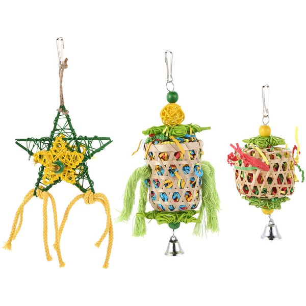 3PCS Parrots Nibble Toy Parakeet Chewing Toys Parrot Cage Hanging Pet Supplies