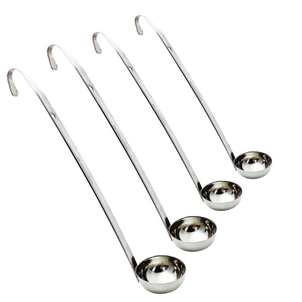 Markeny 4 Pieces Stainless Steel Soup Ladle Metal Handle Ladle with Pouring Rim,1oz/2oz/3oz/5oz Set Ladles for Cooking Soup Sauce