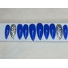 Royal Blue & silver crystals Bling press on nails stiletto diamond full set