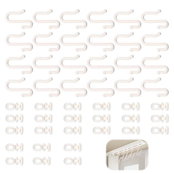 24 Pairs Hook and Glider Pack Flexible Curtain Tracks Set Shower Curtain Hooks for Glider Rail Track Double Sided Shower Curtain Hooks with Quiet Plasic Roller Hanging Rail Glider Rollers for Bathroom