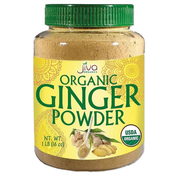 Jiva Organics Organic Ginger Root Powder, 1 LB Bulk - Non-GMO - for Cooking, Baking, Tea & More