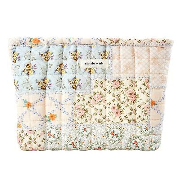 Floral Makeup Bag Large Cotton Quilted Cosmetic Makeup Bag Organizer, Aesthet...