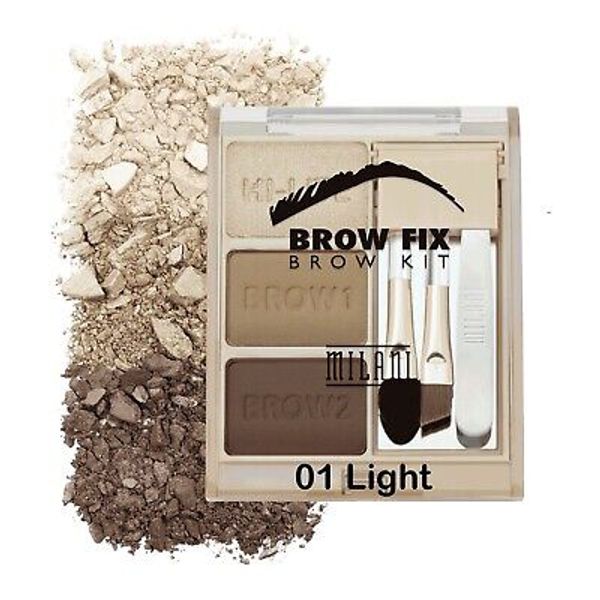 RARE! Milani Brow Fix Brow Shaping Kit 01 Light Brown Eyebrow Powder & Tweezers