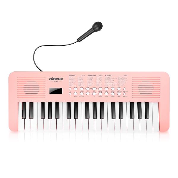 Kids Keyboard Piano Musical Toys, 37 Key Portable Electronic Piano for Kids with Microphone, Beginners Piano Keyboard Birthday Gift for 3 4 5 6 7 8 Year Old Girls Boys (pink)