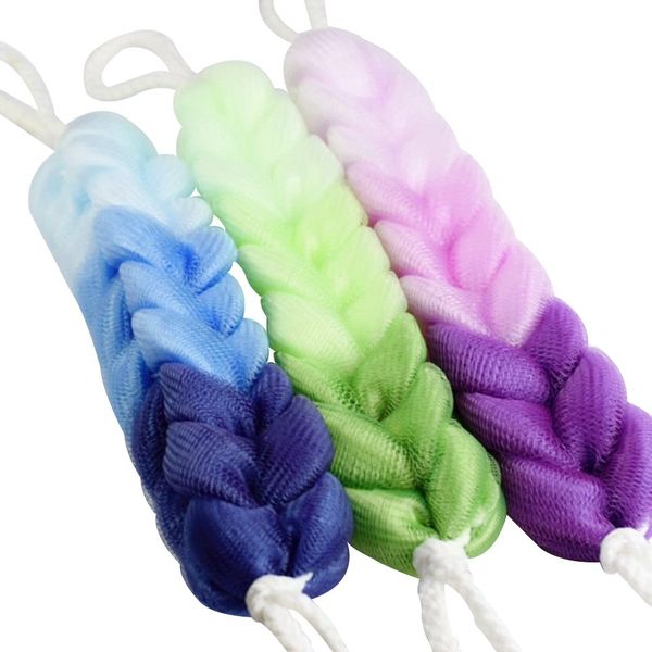 ROSENICE 3pcs Bath Shower Mesh Puff Sponge Back Scrubber Exfoliating Loofah (Assorted Color)