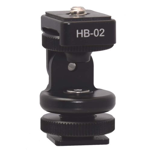 SUNWAYFOTO HB-02 Camera Monitor Mount with Cold Shoe Adapter, 360° Rotatable and Tiltable, Camera Hot Shoe Adapter, Cold Shoe, 1/4 Inch Screw