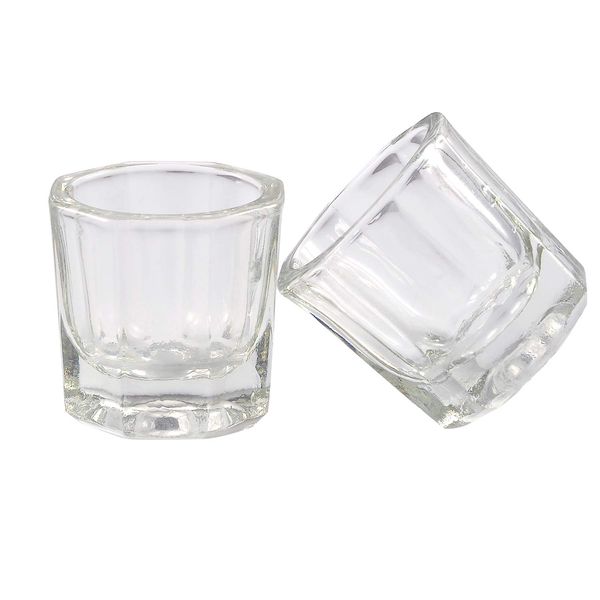 Geviro 2 Pack Nail Art Glass Crystal Bowl Cup Glass Dappen Dish Bowl Nail Tools Nail Art Transparent Cup For Acrylic Powder