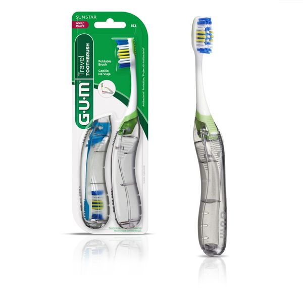 Gum Antimicrobial Bristles, Soft Bristles #153, Travel Toothbrush Value Pack with 2 Count Value Pack