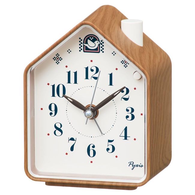 Seiko Clock PYXIS Pixis NR453B Alarm Clock Analog Brown Wood Grain 4.3 x 3.4 x 2.5 inches (110 x 86 x 63 mm)