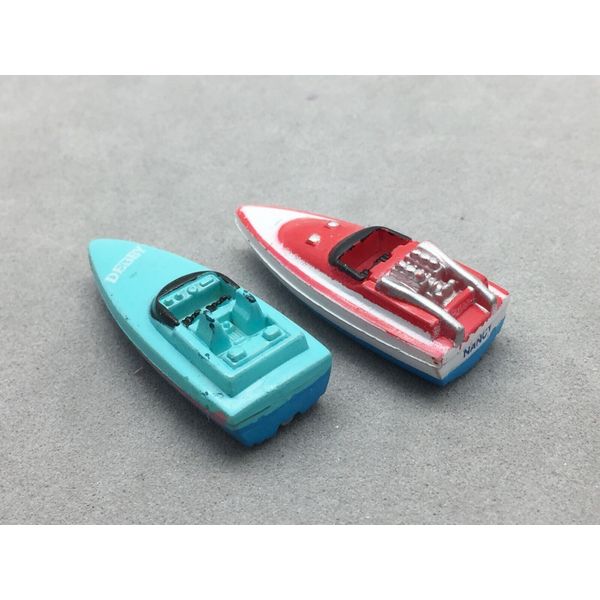 Galoob Micro Machines Toy Speed Boat Lot 2 Nancy & Debby Miniature Red Blue 1987