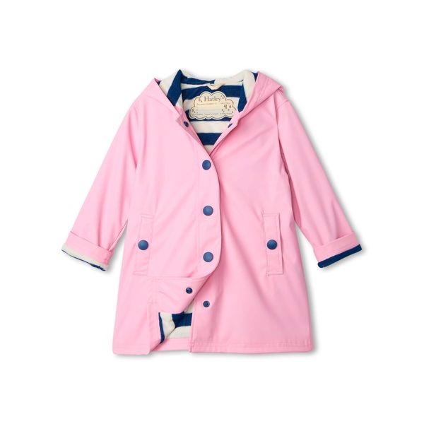 Hatley Girls Button-Up Rain Jacket, Classic Pink, 4T