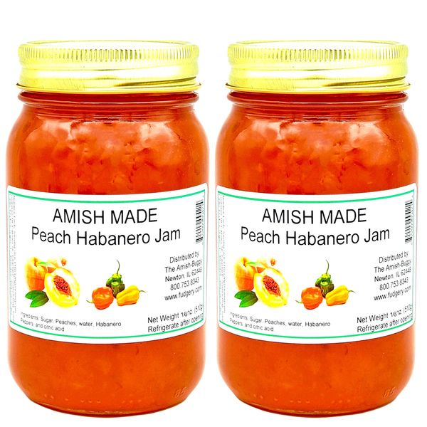 Amish Jam - Two 16 Oz Jars (Peach Habanero)