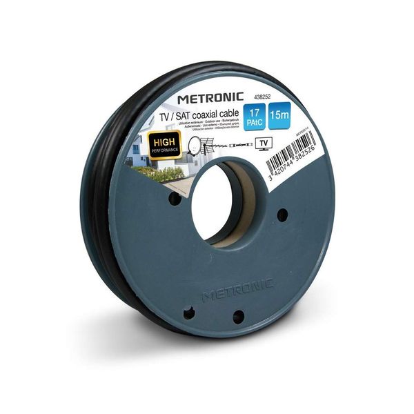 Metronic Coaxial Cable TV/Sat - 17 PAtC - 15 m Black