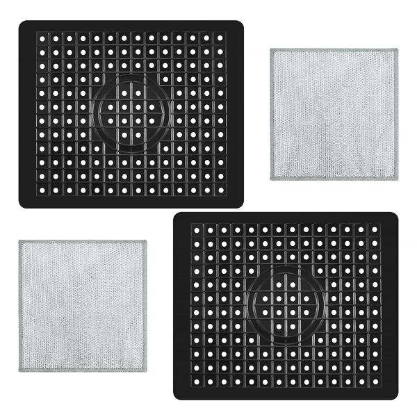 KAHOUI 2 Pcs Kitchen Sink Mats, 32 X 26.2cm Silicone Sink Protector Mat, Rubber Sink Mat with 2 Silver Wire Cloths, Protective Mat for Sinks, Dishwashing Mat for Sinks for Kitchen Sinks