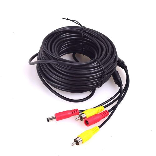 EKYLIN Car RCA DC Video Extension Cable, Truck Bus Camper Van Long Distance Reverse Parking Camera (15 Meters/50 Feet) - 2 in 1 AV & DC Power Cable