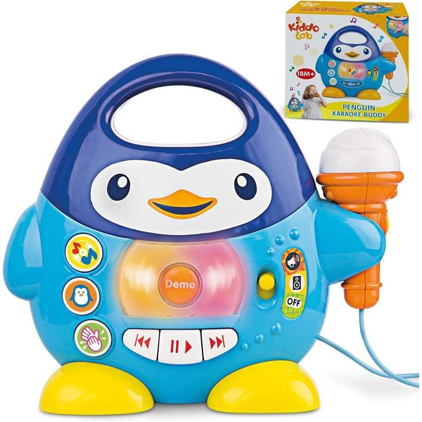 Toddler Karaoke Machine: Fun Musical Toys for Toddlers 1-3 & 3-5 | Ideal Kids Karaoke Machine for Boys | Engaging Toddler Toys 2-3 for Aspiring Little Singers (Penguin)