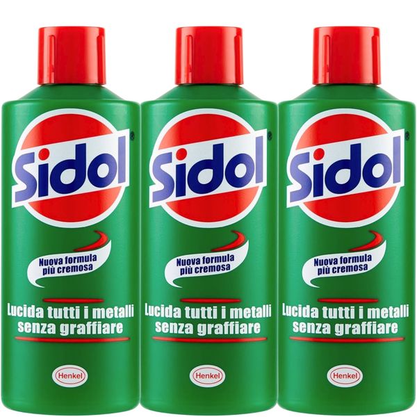 Sidol Metallpolitur 150 ml – 3er Pack – Politur für Kupfer, Messing, Aluminium, Chrom & Edelstahl – Chrompolitur & Metallreiniger für Haushalt & Autozubehör