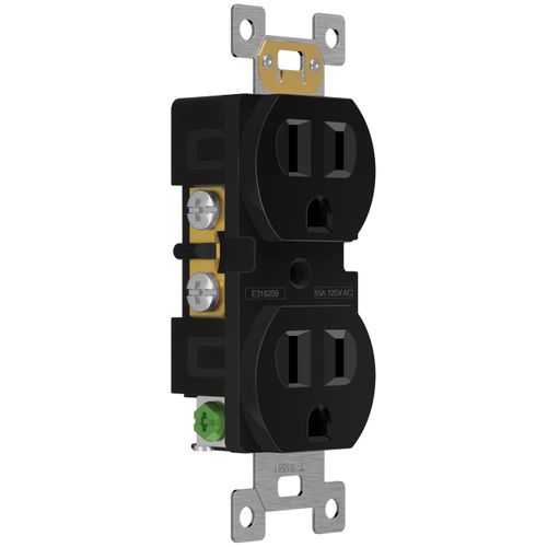 ENERLITES Duplex Receptacle Outlet, Residential Grade Electrical Wall Outlet, 15A 125V, Self-Grounding, 2-Pole, 3-Wire, UL Listed, 61581-BK-20PCS, Black (20 Pack)