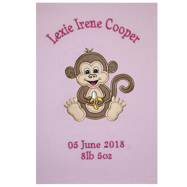 Monkey Mike Personalised Applique Super Soft Fleece Blanket – 6 Blankets Available