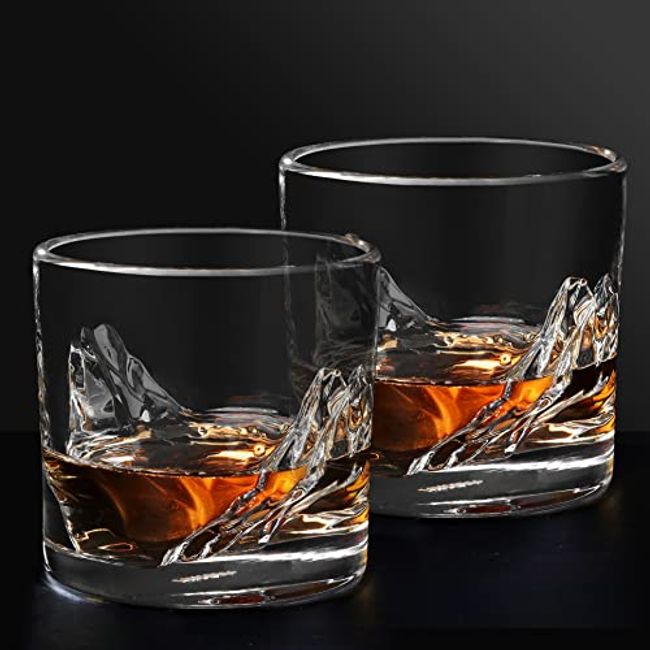 LIITON Grand Canyon Whiskey Glass Set of 4: Heavy Crystal Glass Whisky  Tumblers