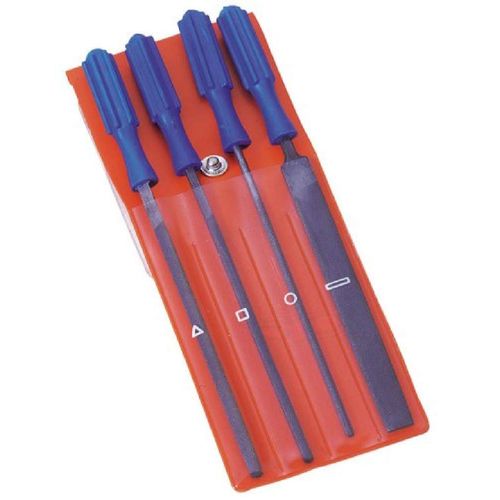 Draper 14184 Warding Hand Metal File Tool Set with Handles Metal Modeling, 100mm, 25.2cm x 6.6cm x 1.4cm, 4 Pcs