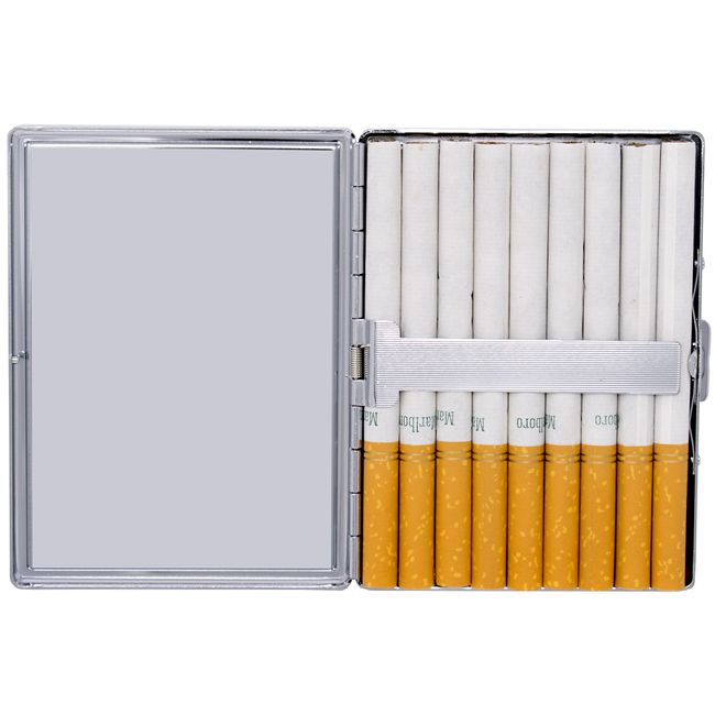 Faux Crocodile Leather Compact Metal-Plated Cigarette Case (9 100s Size  Cigarettes) 