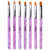 TRIXES 7PC UV Gel Acrylic Nail Brush Set - Nail Art Builder Flat Tips Brush Pen Design Rounded Edge - Accurate Professional Salon Painting Tool - Marbled Purple Pink