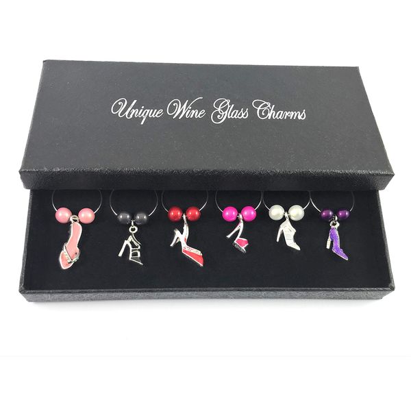 Libby's Market Place Shoe Lovers Wine Glass Charms with Gift Box