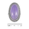 Esse Marcasite Sterling Silver Large Lavender Jade Oval Cocktail Ring - Size L
