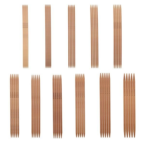 Atyhao Hand Knitting Needles Bamboo Knitting Rod Set Knitting Needles Bamboo Knitting Needle Length 13cm 11 Sizes 2mm to 5mm 11pcs