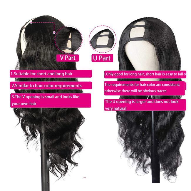 Matthia V Part Wig Body Wave Wigs Upgrade U Part Half Wigs for Black Women, 24inch Black Synthetic Glueless V Part Wig No Leave Out Clip in Extensions Thin Part Wig V Shape Wig Beginner Friendly(1B#)