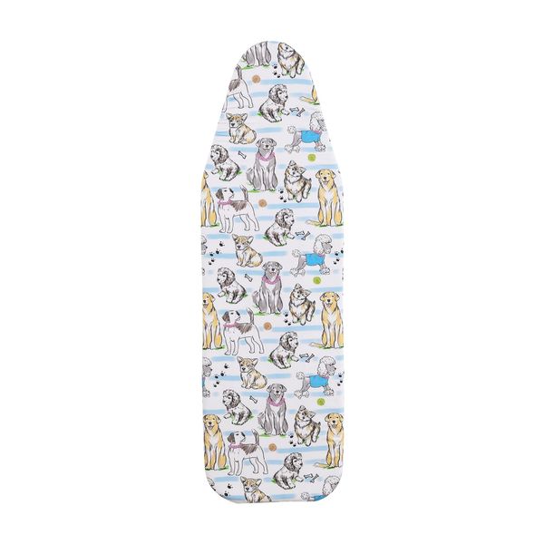 SHERWOOD Ironing Board Cover 124 x 38cm 100% Cotton Cover with Thick Felt Resists Scorching and Staining Adjustable Size Iron Board Cover (Dogs,124 x 38cm)