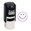 Smiley FACE - ExcelMark Self-Inking Round Teacher Stamp - Purple Ink