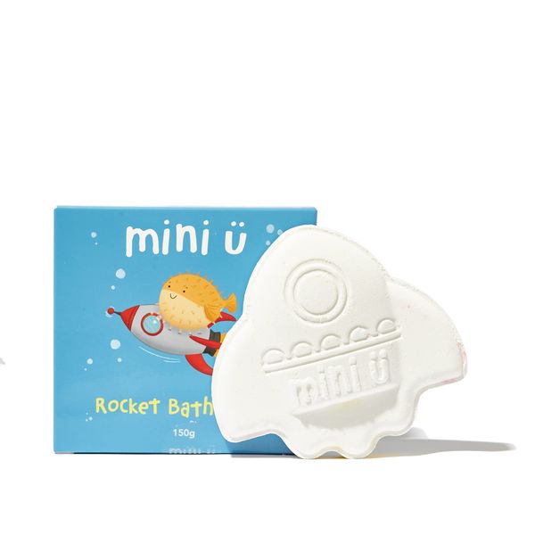 Mini U Rocket Bath Bomb, Bath Fizzer with Shea Butter to Moisturise, Vegan & Cruelty Free, White, Red & Yellow Flame Tail (1)