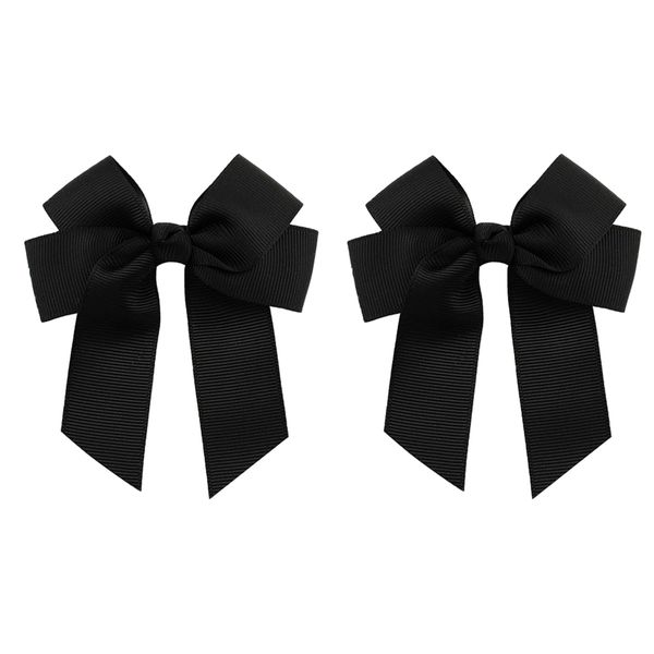 2Pcs Bogen Haarspangen, Französisch Ribbon Haar Schleifen Alligator Clips Schleife Haarspangen große Bowknot Haarspange für Mädchen, Frauen Bogen Pferdeschwanz Spangen für Schule, Festival (Schwarz)