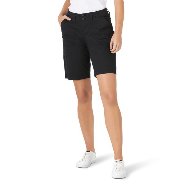 Lee Women's Relaxed Fit Avey Knit Waist Cargo Bermuda Short Black 14