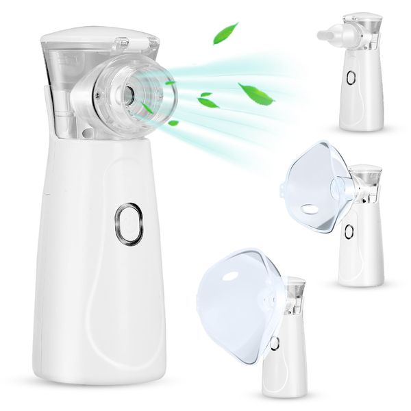 Portable Nebuliser Machine for Adults & Kids, USB Rechargeable Nebuliser, Handheld Nebuliser Machine, Easy to Use & Clean,Silent,Efficient Atomization for Home & Travel Use, Cool Mist Steam Inhaler