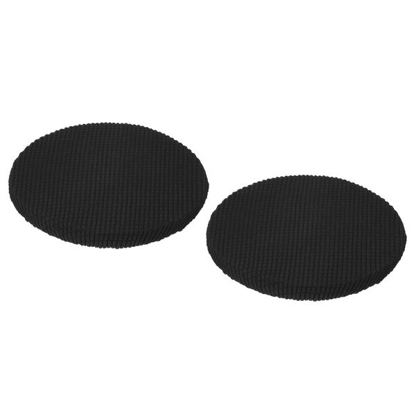 Uxcell Round Bar Stool Covers 2 Pack, Round Chair Covers with Elastic Bands Dia.11-16", Round Seat Cushions for Chairs Stool Slipcovers - Black