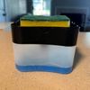 2in1 Kitchen Liquid Soap Pump Sink Dispenser Sponge Holder Press Countertop Rack