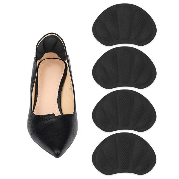 2 Pairs Heel Pads, Comfortable Heel Cushion Inserts Shoes Too Big Inserts Heel Cushion Liners Self Adhesive Shoe Protectors Heel Grips for Women Men Most Shoes (Black)