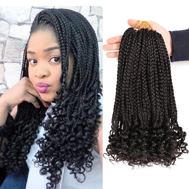 Crochet Braids Hair Extensions Kunsthaar Zum Einflechten Braiding Hair Kanekalon Kunsthaar Crochet Hair Haarverlängerung Set Zopf Fake Hair (35.6CM (Pack of 7), 1B)