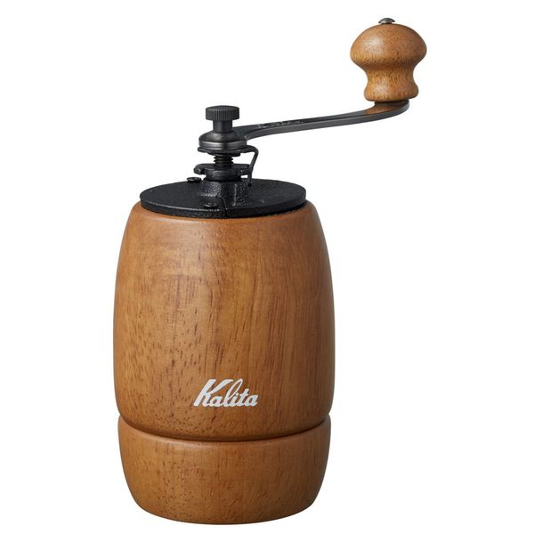 Kalita KH-9 #42121 Hand-Grind Coffee Mill, Wooden, Brown, Antique, Coffee Grinder, Compact, Outdoor, Camping, Adjustable Grinding Size, Lid Included