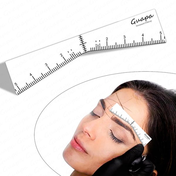 Eyebrow Ruler Stencils, Mapping Brow Tools Microblading Stickers Permanmemt Makeup Eyebrow Shaping Kit Self Adhesive Measurement Ruler for Tattoo Supplies (1 Bag - 10Pcs)