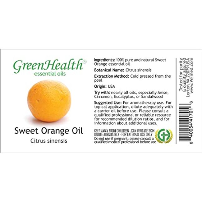 32 fl oz Sweet Orange Essential Oil (100% Pure & Uncut), Aluminum Bottle -  GreenHealth
