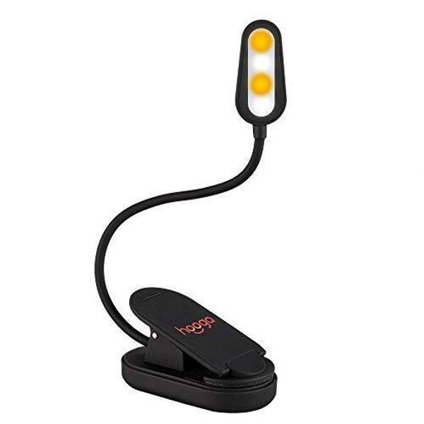 Book Light, Rechargeable Amber Dual Day and Night Dual Amber and White Light