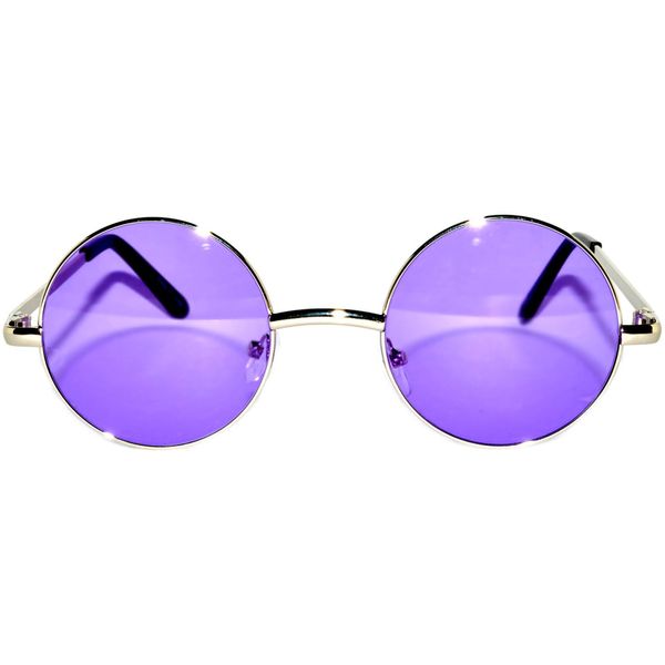 Round circle Sunglasses Purple Lens Metal Frame