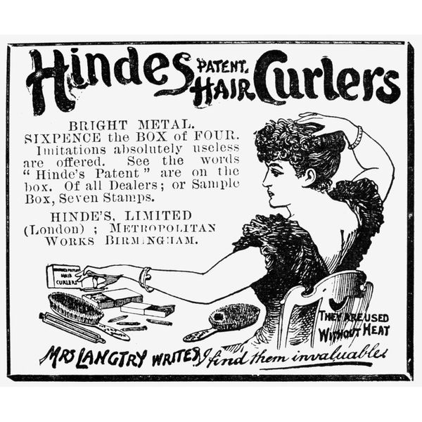 Hair Curler 1892 Nadvertisement For Hindes Patent Hair Curlers From And English Newspaper 1892 Poster Print by (24 x 36)